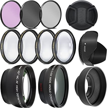Ultra Deluxe Lens Kit for Canon Rebel T3, T5, T5i, T6, T6i, T7i, EOS 80D, EOS 77D Cameras with Canon EF-S 18-55mm is II STM Lens - Includes: 7pc 58mm Filter Set   58mm Wide Angle and Telephoto Lens