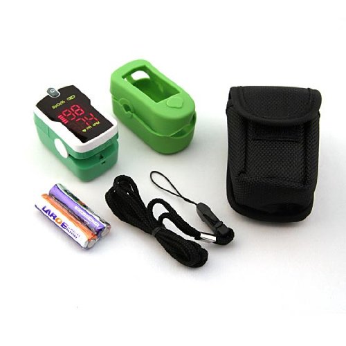 Concord Fingertip Pulse Oximeter - Blood Oxygen Saturation Monitor with Silicon Cover, Batteries, Carrying Case and Lanyard