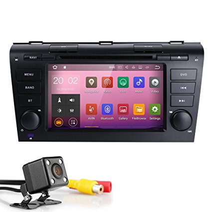 HIZPO 7 Inch Double Din In Dash HD Touch Screen Android 7.1 Car DVD Player GPS Navigation Stereo For Mazda 3 2004-2009 Support Navi/Bluetooth/SD/USB/FM/AM Radio/WIFI/DVR/1080P