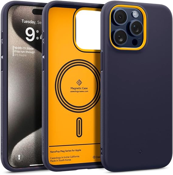 Caseology Nano Pop Mag for iPhone 15 Pro Max Case 5G [Dual Layer Silicone Case Compatible with Magsafe] Military Grade Drop Tested (2023) - Blueberry Navy