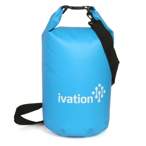 Ivation 10 Liter Waterproof Floating Dry Bag - Made Puncture-Proof PVC Polymer - Includes Quick-Detach Shoulder Strap - Reinforced Construction
