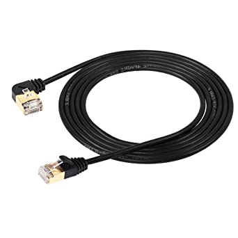 SinLoon 90 Degree Left Angle Cat8 Ethernet Cable, High Speed 40Gbps 2000Mhz Network Cord, with Gold Plated Plug SFTP Wires CAT8 RJ45 Connector Gaming LAN Cable,for PC, Router (Left 2M/6.6FT)