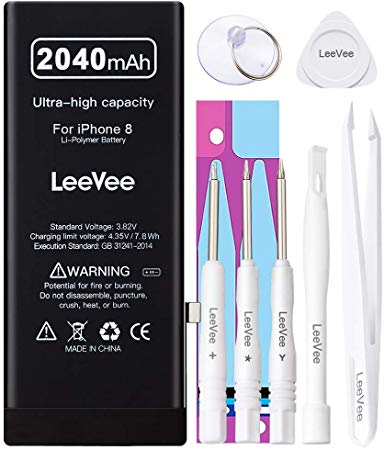 2040mAh High Capacity Replacement Battery Compatible with iPhone 8 / 8G, LeeVee Battery for iPhone 8 with Repair Tools Kits, 12% Power More Than Original Battery - 365 Days Warranty, A1863,A1905,A1906