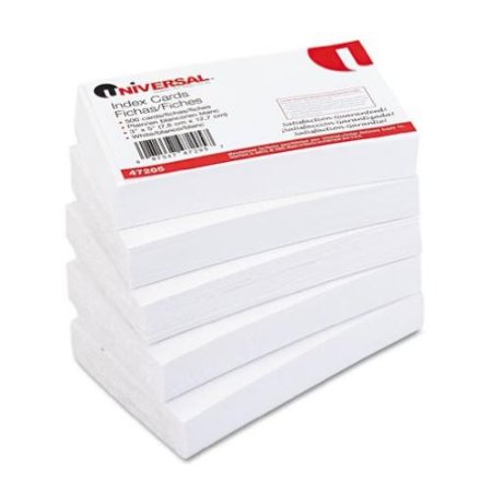 Unruled Index Cards, 3 x 5, White, 500 per Pack