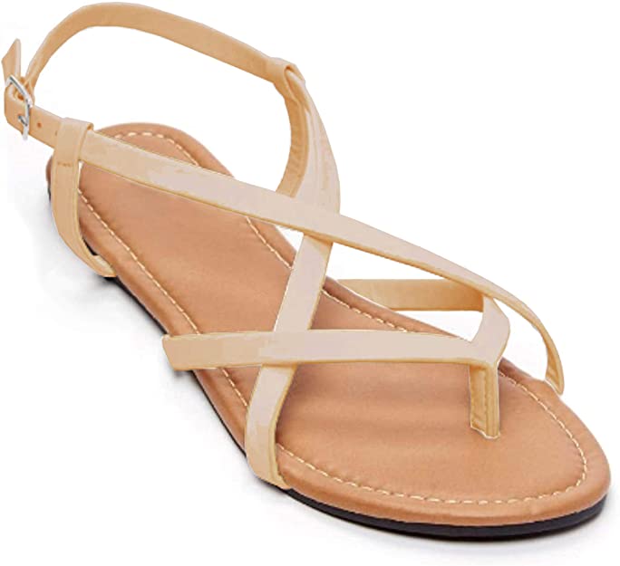 Braided Flip Flop Cross Strap Slingback Sandal-Flat Womens Sandals-Flat Sandals