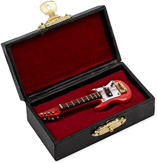 Broadway Gift 3 Inch Red Electric Guitar Music Instrument Miniature Replica with Lined Case