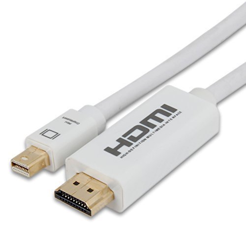 A-tech 10ft Mini Displayport (Mini DP) to HDMI Male Adapter Cable support 1080p 3d and audio output for Apple Macbook, Macbook Pro, Macbook Air (3m / 10 Feet)in ABS-white