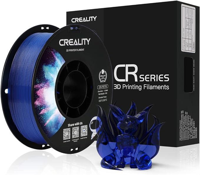 CREALITY Official 3D Printer Filament, PETG Filament 1.75mm No-Tangling, Strong Bonding and Overhang Performance Dimensional Accuracy  /-0.02mm, 2.2lbs/Spool