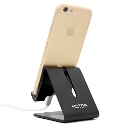 HOTOR Solid Aluminum Desk Desktop Stand for iPhone 6 6 plus 4 4s 5 5s 5c iPad 2/3 air mini/Samsung Galaxy S3/5 HTC ONE M7 Blackberry Tablet Tab Google Nexus Lumia and other Smartphone,Black