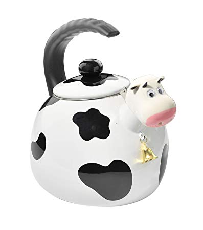 HOME-X Cow Whistling Tea Kettle, Cute Animal Teapot, Kitchen Accessories and Décor
