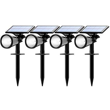 Solar Spotlight, TOPELEK 4 LED Waterproof Solar Powered Spotlight Outdoor 2-in-1 Landscape Lighting In-ground Light for Garden, Backyard, Lawn, Patio, Deck, Driveway, Stairs, Pool Area, Etc. (4 Pack)