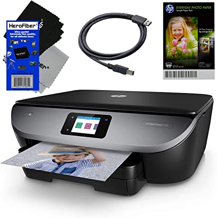 HP Wireless All-in-One Printer Envy 7120 Inkjet Wi-Fi Printer, Scanner & Copier   Ink Cartridges & Optional Instant Ink Subscription   USB Cable, Sample Photo Paper & 2 HeroFiber Cloths
