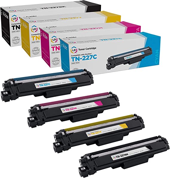 LD Products Compatible Toner Cartridge Replacements for Brother TN-227 TN227 High Yield for use in HL-L3210CW HL-L3230CDW HL-L3270CDW HL-L3290CDW MFC-L3710CW(Black, Cyan, Magenta, Yellow, 4-Pack)