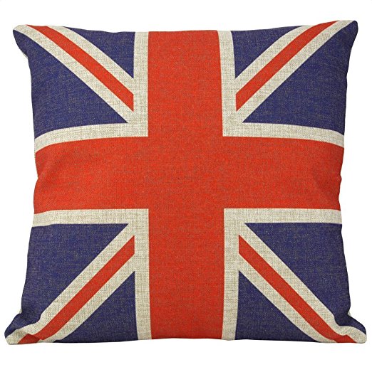 Luxbon British Vintage Style Union Jack Flag Throw Pillow Case, Pillowcase