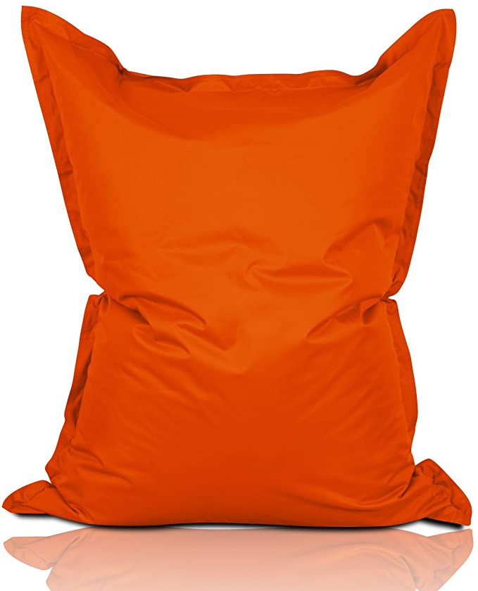 Lumaland Giant XXL Indoor Outdoor Beanbag 140 x 180 cm - ready filled 380l - Removable Cover- Washable, Waterproof - Double Zipped, extra Strong Seams - Gamer Bean Bag Garden Chair - Orange
