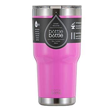 Bottlebottle 30 oz Insulated Tumbler Cup Stainless Steel Travel Coffee Mug, Shiny Cherry Pink