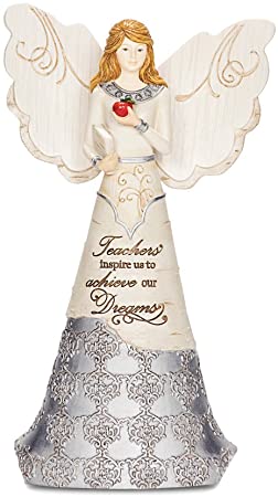 Pavilion Gift Company Elements 82314 Teacher Collectible Figurine, Angel Holding Book and Apple, 6-Inch