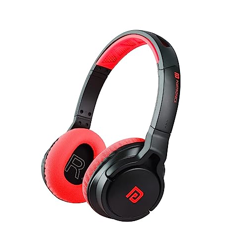 Portronics Muffs M1 Wireless Bluetooth Over Ear Headphone, Powerful Bass, Handsfree Calling, 3.5mm Aux in, Long Playtime(Red)