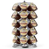 K cup holder Oak Leaf Coffee Storage Spinning Carousel Organizer for Keurig K-Cups Brewers Pods - 35 Pod Capacity Chrome