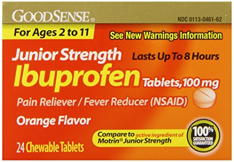 GoodSense Junior Strength Ibuprofen Pain Reliever/Fever Reducer Tablets, 100 mg, 24 Count