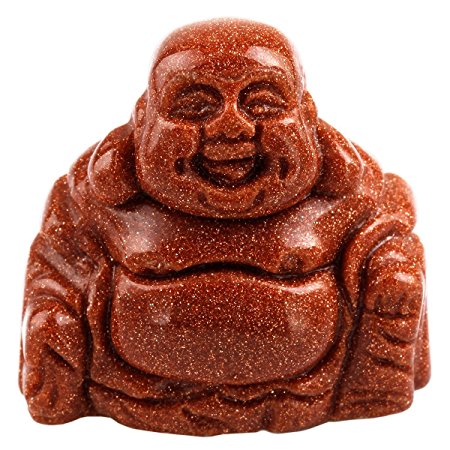 rockcloud Healing Crystal Gemstone Carved Laughing Happy Buddha Feng Shui Figurines Wealth and Good Luck 1.5"