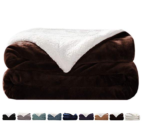 LIANLAM Sherpa Fleece Blanket Twin Size Dual Sided Blanket Super Soft and Warm Fuzzy Plush Cozy Luxury Bed Blankets Microfiber (Brown, 65"x90")