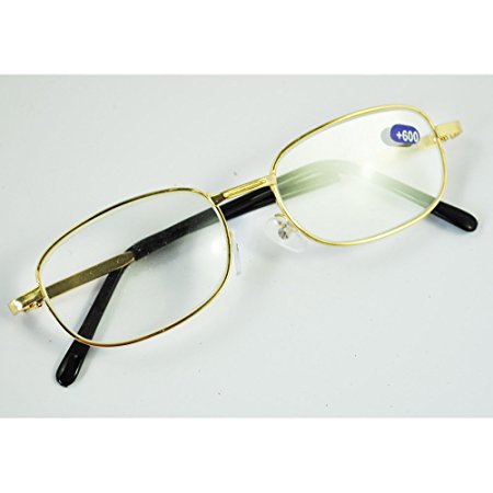 TOOGOO(R) Gold Tone Metal Frame Presbyopic Reading Glasses  6.00