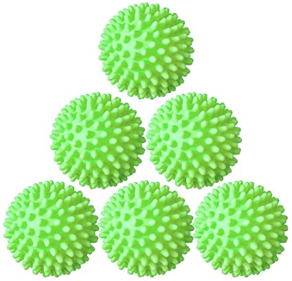 Reusable Dryer Balls Laundry Wash Dryer Balls Anti-Static Fabric Softener Laundry Washing Ball, 6pcs (Green)