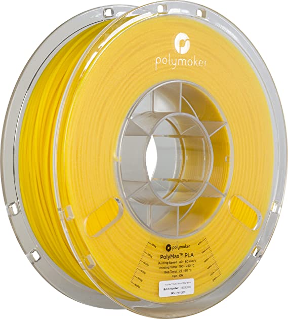 Polymaker Tough PLA Filament 1.75mm Yellow PLA 750g Spool - PolyMax PLA 1.75 PLA Filament 3D Printer Filament 1.75, Tougher Than PLA  3D Filament, High Impact Strength for Functional Application