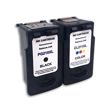 1 combo Remanufactured Ink Cartridge Replacement For PG 210XL & CL 211XL (1 Black,1 Color)Comptaible With Canon IP2700 IP2702 MP240 MP250 MP270 MP280 MP490 MP495 MP499 MX320 MX330 MX340 MX350 ect
