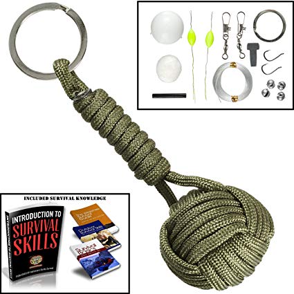 Paracord Keychain Lanyard Tactical Bushcraft Survival Gear #1 Best Flint Fire Starter for Bug Out Bag