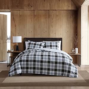 Eddie Bauer - King Duvet Cover Set, Cotton Reversible Bedding with Matching Shams, Styligh Home Decor (Lewis Navy, King)