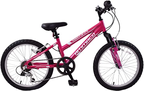 Ammaco Sienna 18" Wheel Girls Mountain Bike Front Suspension 6 Speed Lightweight Alloy Pink Age 6