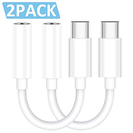 USB C to 3.5 mm Headphone Jack Adapter，[2 Pack] XIAE Type C Audio Jack Adapter Aux Cable Compatible with LG V30 V20 G6/Google Pixel/OnePlus 6T/OnePlus 7 Pro/Huawei P30/P20 and More USB C Devices