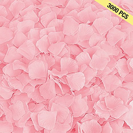 BESKIT 3000 Pieces Silk Rose Petals Artificial Flower Petals for Wedding Confetti Flower Girl Bridal Shower Hotel Home Party Valentine Day Flower Decoration (Pink)