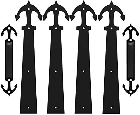 CCJH Decorative Carriage House Garage Handle Hinge Accent Door Hardware Kit One Set- Anchor Style