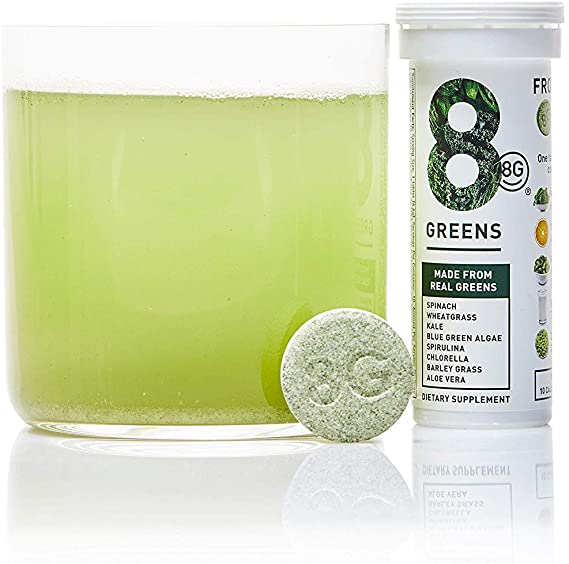 8Greens Effervescent Super Greens Dietary Supplement - 8 Essential Healthy Real Greens in One (1 Tube / 10 Tablets)
