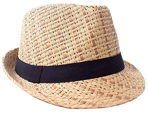 Verabella Women/Men's Summer Short Brim Straw Fedora Sun Hat