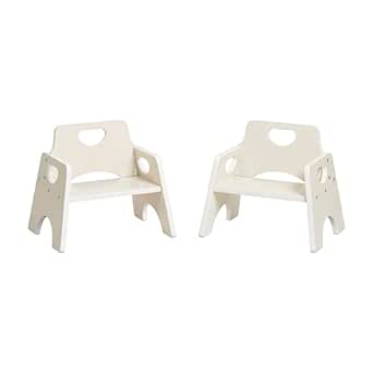 ECR4Kids Stackable Wooden Toddler Chair, 6in, Kids Furniture, White Wash, 2-Pack