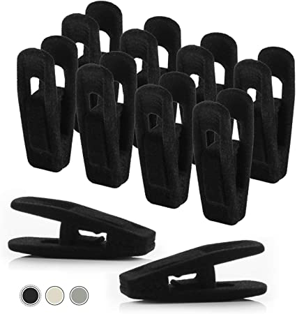 Closet Accessories Velvet Clips, 20 Pack, Durable Non- Breaking Material, Matching Hangers of Our Brand and Your existing Velvet Hanger, Suitable to Hang Many Types of Clothes. (Black)