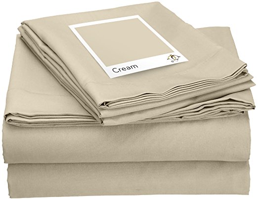 Clara Clark Affordable Microfiber Bed Sheet Set, King, Cream