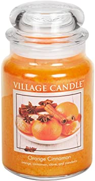 Village Candle Orange Cinnamon 26 oz Glass Jar Scented Candle, Large