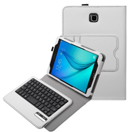 Samsung Galaxy Tab A 80 Case - BMOUO Wireless Bluetooth Keyboard Cover for Galaxy Tab A 80 inch Android Tablet SM-T350 Tablet 2015 New Version - White Color
