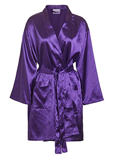 TowelRobes Women's Kimono Satin Robe Satin Lounge Bridesmaids Short Robe