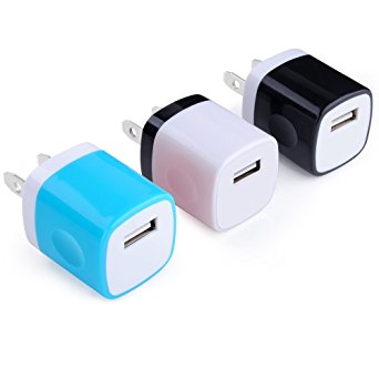Wall Charger, CCLV 3-Pack Universal USB Home Travel Charger Adapter for iPhone 6, 6s, 6 Plus, 6s Plus, Tablet, Samsung Galaxy S7 Edge, S6 edge, HTC, Nokia, LG, Sony and more USB Devices