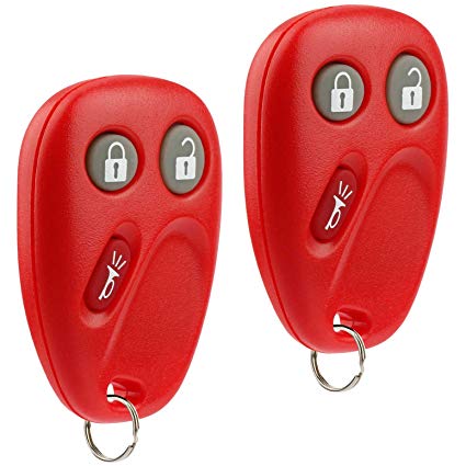 Key Fob Keyless Entry Remote fits Chevy Tahoe Suburban Silverado Avalanche Equinox SSR / GMC Sierra Yukon / Cadillac Escalade / Hummer H2 / Pontiac Torrent / Saturn Vue (LHJ011 Red), Set of 2