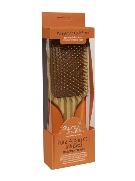 Pure Argan Oil Infused Smoothing Bamboo Paddle Hair Brush. Infused with 100% Argan Oil to Improve Shine, Prevent Hair Breakage, Split Ends and Increase Hair Strength