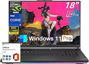 ASUS ROG Strix G18 18" Gaming Laptop, 2.5K 240Hz Display, Intel 24-Core i9-14900HX, NVIDIA GeForce RTX 4060, 64 GB DDR5 RAM, 1 TB SSD, Backlit Keyboard, Windows 11 Pro, with Office Lifetime License