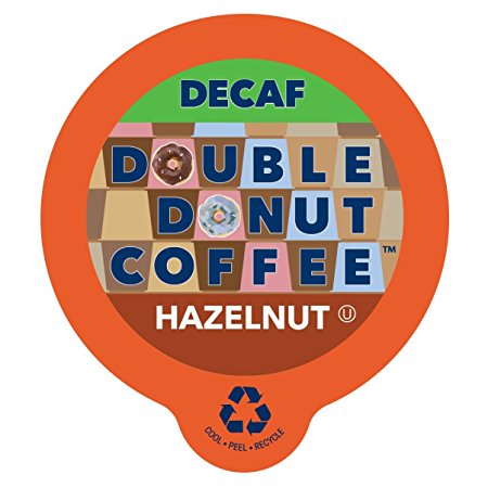 Double Donut Decaf Hazelnut Flavored Coffee, in Recyclable Single Serve Cups for Keurig K-Cup Brewers, 80 Count