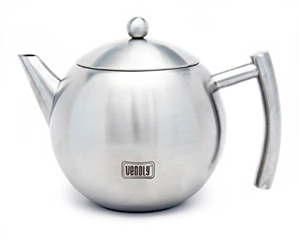 Stainless Steel Tea Pot With Removable Infuser For Loose Leaf & Tea Bags - Dishwasher Safe & Heat Resistant - 1.5 Liter - By Venoly
